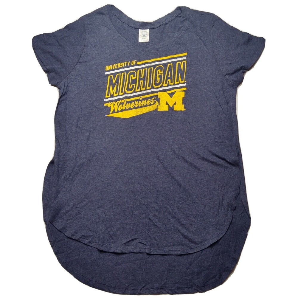 MICHIGAN WOLVERINES Women Size‎ XL Blue Short Sleeve Side Split T-Shirt NEW